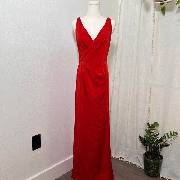 JVN by Jovani Red Draped Gown – Size 4 - Picture 4 of 8